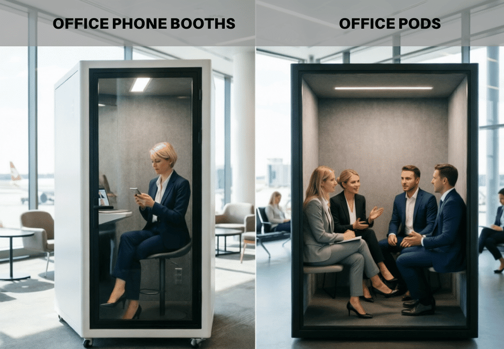 Office Phone Booths vs. Office Pods Office Phone Booths vs. Office Pods