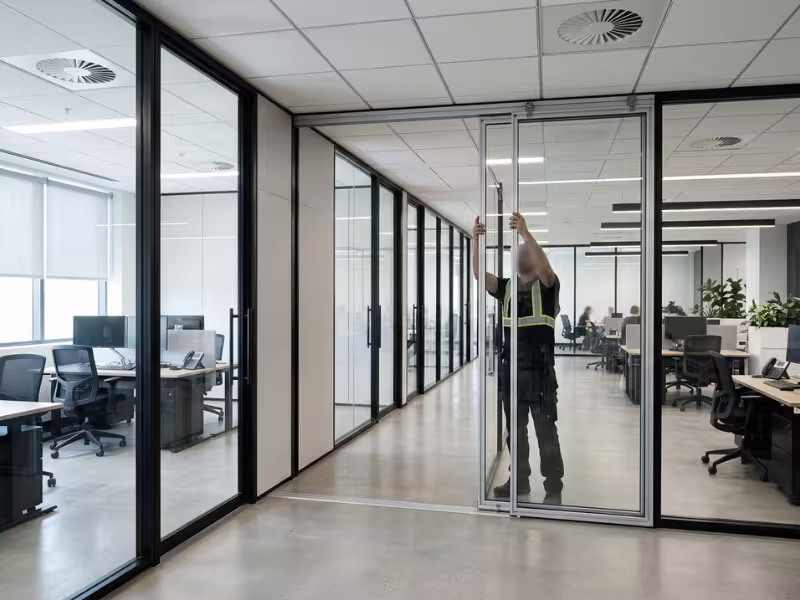 Demountable glass partition system Demountable glass partition system