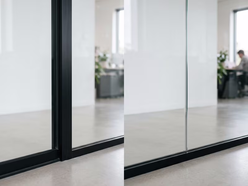 Framed vs frameless glass partition joints Framed vs frameless glass partition joints