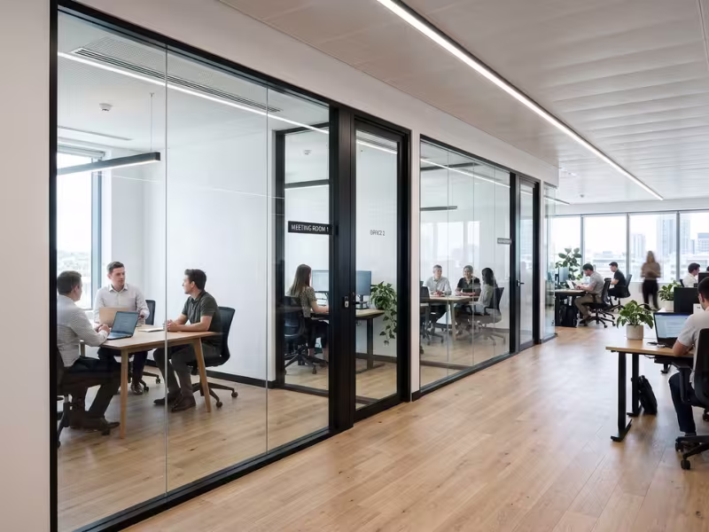 Office with commercial glass partition walls